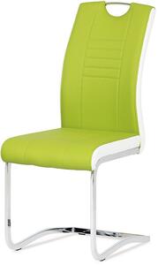 Jídelní židle chrom / koženka limetková s bílými boky DCL-406 LIM