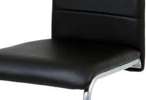 Jídelní židle, potah černá ekokůže, kovová podnož, šedý matný lak DCL-102 BK