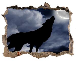 Díra 3D fototapeta na stěnu Vyjící vlk úplněk nd-k-61523126