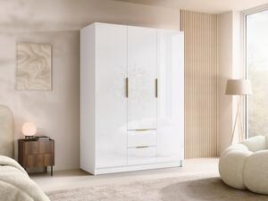 Šatní skříň Cumair I 150 Gloss, Barva: bílá / lesk bílý + zlatá 5903211510168