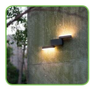 ACA Lighting Zahradní nástěnné LED svítidlo ITRI 9W/230V/3000K/480Lm/110°/IP54, tmavě šedé