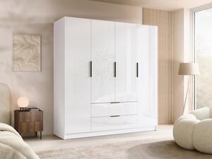 Šatní skříň Betaso I 200 Gloss, Barva: bílá / lesk bílý + černá 5903211510199