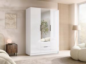 Šatní skříň se zrcadlem Cumair II 150 Gloss, Barva: bílá / lesk bílý + černá 5903211510175