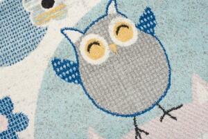 Makro Abra Dětský kusový koberec HAPPY H329A Ptáček bílý šedý modrý Rozměr: 160x220 cm