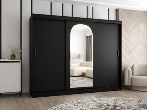 Šatní skříň se zrcadlem Kreloin 250, Barva: černá, Zásuvky: Ne 5903211418174