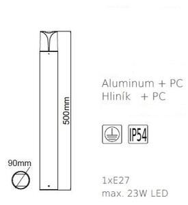 ACA Lighting Zahradní svítidlo PHOIBE max. 40W/E27/230V/IP54/500mm, tmavě šedé