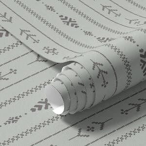 Tapety Etnický motiv se vzory v šedé a mátové barvě, Tapety geometrie, Tapety pruhy, a00138 : uwalls.cz