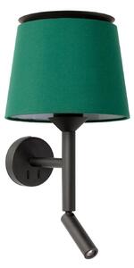 FARO 20303-94 SAVOY nástěnná lampa, černá/zelená, se čtecí lampičkou - FARO