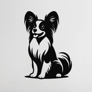 Dřevěný obraz psa Papilon | Rozměry (cm): 28x40 | Zvolte barvu dekoru: Černá