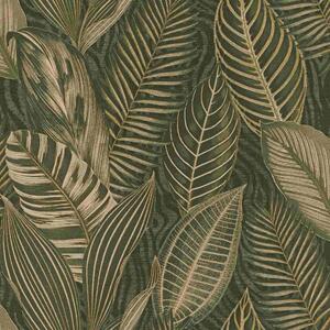 RASCH | Vliesová tapeta na zeď African Queen 751826 | 0,53 x 10,05 m | zelená, zlatá, krémová