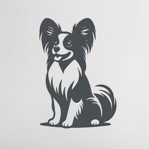 Dřevo života | Dřevěný obraz psa Papilon | Rozměry (cm): 28x40 | Zvolte barvu dekoru: Antracitová