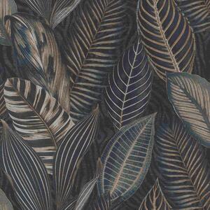 RASCH | Vliesová tapeta na zeď African Queen 751840 | 0,53 x 10,05 m | modrá, bronzová, šedá