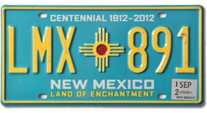 Americká SPZ New Mexico Blue LMX 891