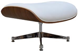 Culty Bílá koženková podnožka v ořechovém provedení Lounge Chair