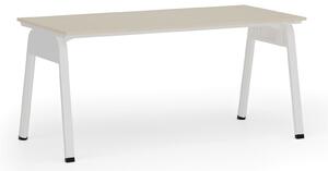 Kancelářský stůl PRIMO GAMMA, 1600 x 800 mm, bílá podnož, bříza