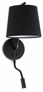 BERNI nástěnná lampa, černá, se čtecí lampičkou - FARO