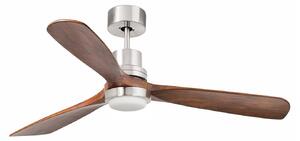 LED stropní ventilátor Lantau L, Ø 132 cm, nikl/tmavá borovice FARO BARCELONA, Lantau L LED, stmívatelné, Šedá, Obývací pokoj, Kov