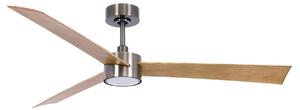 Stropní ventilátor Licht Climate IV, nikl/teak, tichý – Beacon Beacon Lighting, Climate IV, stmívatelné, Dřevo, Obývací pokoj, Plast, Moderní
