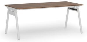 Kancelářský stůl PRIMO SIGMA, 1800 x 900 mm, bílá podnož, ořech