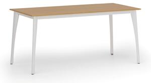 Jednací kancelářský stůl PRIMO OMEGA, 160x80 cm, bílá podnož, buk