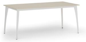 Jednací kancelářský stůl PRIMO OMEGA, 180x90 cm, bílá podnož, bříza