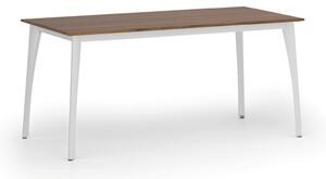 Jednací kancelářský stůl PRIMO OMEGA, 160x80 cm, bílá podnož, ořech