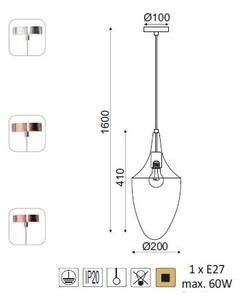 ACA DECOR Závěsné stropní svítidlo PLEIADES max. 60W/E27/230V/IP20, průměr 20 cm