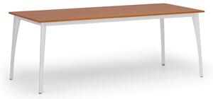 Jednací stůl PRIMO OMEGA, 2000 x 900 mm, bílá podnož, třešeň