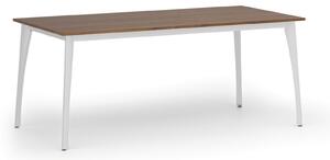 Jednací kancelářský stůl PRIMO OMEGA, 180x90 cm, bílá podnož, ořech