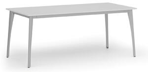 Jednací kancelářský stůl PRIMO OMEGA, 180x90 cm, šedá podnož, bílá