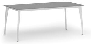 Jednací kancelářský stůl PRIMO OMEGA, 180x90 cm, bílá podnož, grafit