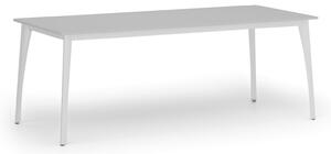 Jednací stůl PRIMO OMEGA, 2000 x 900 mm, bílá podnož, šedá