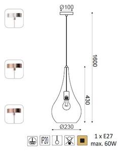 ACA DECOR Závěsné stropní svítidlo PLEIADES max. 60W/E27/230V/IP20, průměr 23 cm