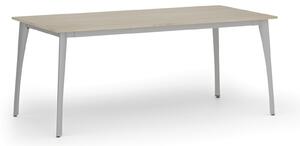 Jednací kancelářský stůl PRIMO OMEGA, 180x90 cm, šedá podnož, dub přírodní