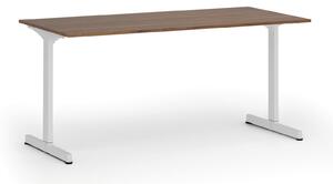 Kancelářský stůl PRIMO BETA, 160x80 cm, bílá podnož, ořech