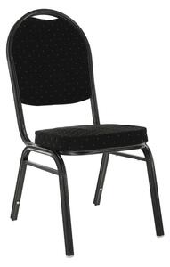 Židle, stohovatelná, látka černá / rám šedý, JEFF 2 NEW