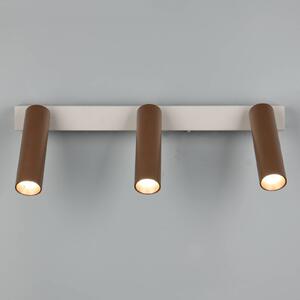 Trio Lighting LED stropní bodové světlo Ambala. Délka 44 cm, šedá/hnědá, 3-křídlá., stmívatelný, Hliník / šedá / zinek, Obývací pokoj / jídelna, kov, Moderní