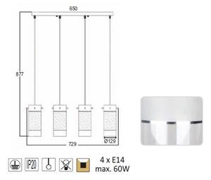 ACA DECOR Závěsné svítidlo MANE max. 4x60W/E14/230V/IP20, barva chromu