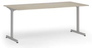 Kancelářský stůl PRIMO BETA, 1800 x 900 mm, šedá podnož, dub přírodní