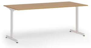 Kancelářský stůl PRIMO BETA, 180x90 cm, bílá podnož, buk