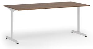Kancelářský stůl PRIMO BETA, 1800 x 900 mm, bílá podnož, ořech
