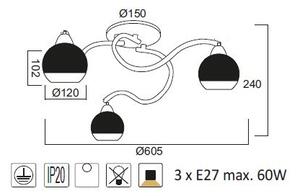 ACA DECOR Stropní svítidlo ALIEN max. 3x60W/E27/230V/IP20, barva mědi