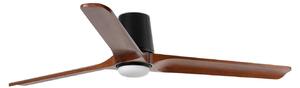 Ventilátor Heywood L s LED osvětlením, Ø 132 cm, černý/v barvě dřeva, DC, CCT FARO BARCELONA, Heywood L, stmívatelné, Dřevo, Obývací pokoj, Dřevo, Moderní