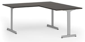 Kancelářský stůl PRIMO BETA L, 1600 x 1800 mm, šedá podnož, wenge