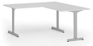 Kancelářský stůl PRIMO BETA L, 1600 x 1800 mm, šedá podnož, bílá