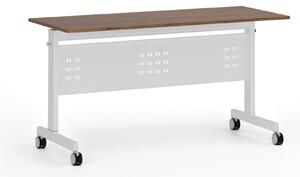 Mobilní stůl PRIMO MOBI, 140x60 cm, bílá podnož, ořech