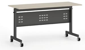 Mobilní stůl PRIMO MOBI, 140x60 cm, černá podnož, bříza