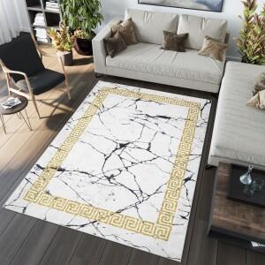 Makro Abra Kusový koberec pratelný TOSCANA 23021 Klasický Moderní pogumovaný krémový zlatý Rozměr: 120x170 cm