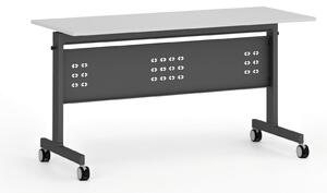 Mobilní stůl PRIMO MOBI, 140x60 cm, černá podnož, bílá