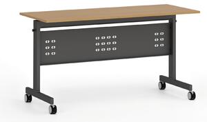 Mobilní stůl PRIMO MOBI, 1400 x 600 mm, černá podnož, buk